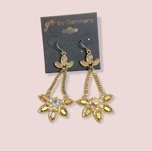 Gold tone iridescent‎ floral drop earrings